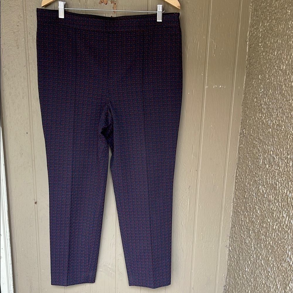 Ann Taylor Stylish Navy and Red Patterned Pants